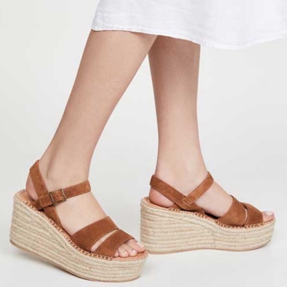 SOLUDOS • Walnut Como Platform Wedge Sandals Includes Box - Picture 6 of 12